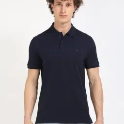 Tommy Hilfiger Preppy Navy & Black Cotton Regular Fit Polo T-Shirt-picture-25
