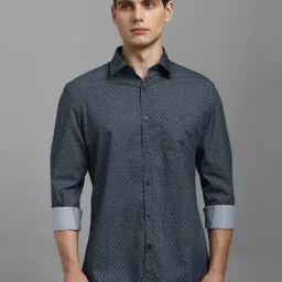 Louis Philippe Navy Cotton Slim Fit Printed Shirt-picture-19