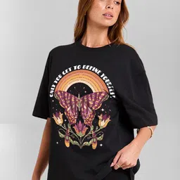 PRONK Define Yourself Graphic Printed Drop-Shoulder Sleeves Oversized Cotton T-shirt image 3