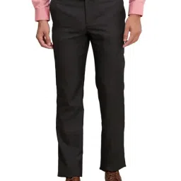 Park Avenue Brown Regular Fit Checks Trousers-picture-38