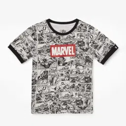 The Souled Store Boys White & Black Cotton Graphic Marvel T-Shirt-picture-25