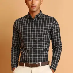 Allen Solly Black Slim Fit Checks Shirt-image-31