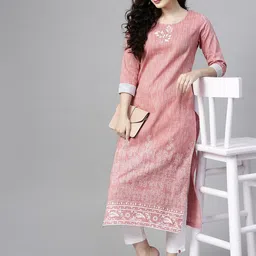 Pannkh Floral Printed Round Neck Straight Kurta image 3