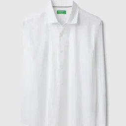 United Colors Of Benetton White Cotton Regular Fit Striped Shirt image 3