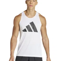 Adidas White Slim Fit Logo Printed Gym Vest-picture-29