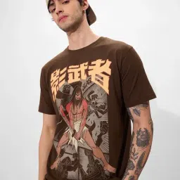 The Souled Store Brown Cotton Regular Fit Printed T-Shirt-picture-34