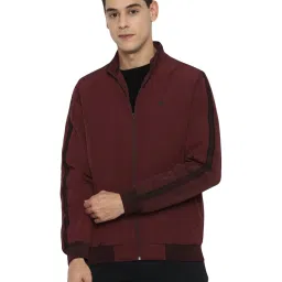 Allen Solly Maroon Regular Fit Striped Jacket image 1