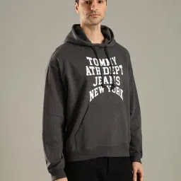 Tommy Hilfiger Grey Cotton Comfort Fit Printed Hoodie image 4