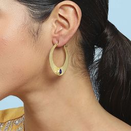Biba Gold-Plated Artificial Stones Studded Circular Hoops Earrings-picture-18