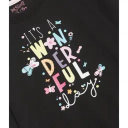 Dixcy Slimz Kids Black Printed Full Sleeves Sweatshirt image 3