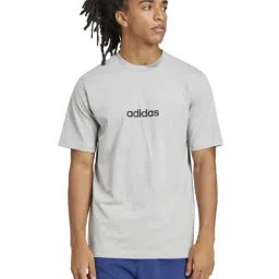 Adidas Grey Cotton Regular Fit Logo Printed Sports T-Shirt-image-31