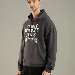 Tommy Hilfiger Grey Cotton Comfort Fit Printed Hoodie image 3