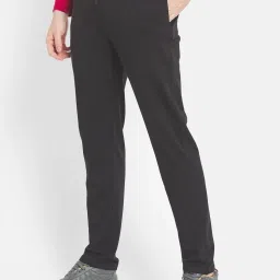 Octave Black Cotton Regular Fit Trackpants image 3