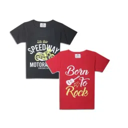 Vimal Jonney Kids Red & Black Printed T-Shirt (Pack of 2)-picture-38