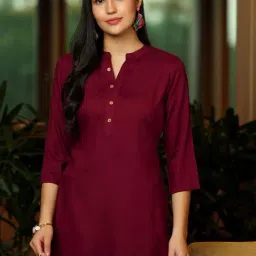 Libas Maroon A Line Short Kurti-image-79