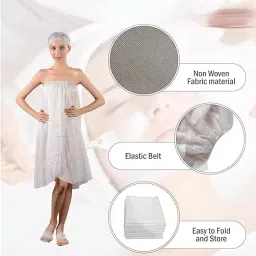 kudize KUDIZE  Disposable Non-Woven Hygiene Facial Care Elastic Gown White For Waxing, Underarms, Scrub, Beauty Salon, DKGW01-10 (Pack of 10) image 2