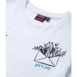 Gini & Jony Kids White Printed T-Shirt image 3