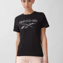 Reebok Black Cotton Logo Print Sports T-Shirt-picture-21