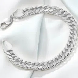 Zavya Timeless Strength: Men's Sterling Silver Curb Chain Bracelet-picture-12