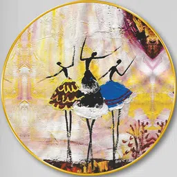 Myntra Elegant Homes White MDF Round Abstract Dancer Paintings Wall Art-16 Inch image 3