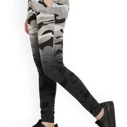Campus Sutra Grey & Black Printed & Ombre Track Pant image 4