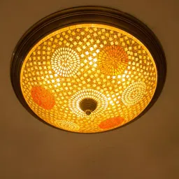 Fos Lighting Dish Tilak Antique Brass 5 Light Flush Mount Ceiling Light - Dish-Tilak-Antq-24-CL5 image 5