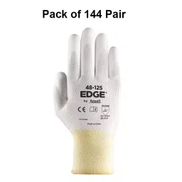 Ansell EDGE 48-125 Multi Purpose Gloves Knitwrist Cuff Polyurethane White Size 9 (Pack of 144 Pair) image 3
