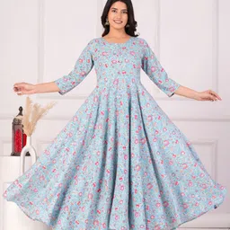 Da Vastraagaar Women Floral Printed Sequinned Anarkali Kurta-image-87