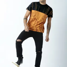 Huetrap Men Orange & Black Printed Round Neck T-shirt-picture-18