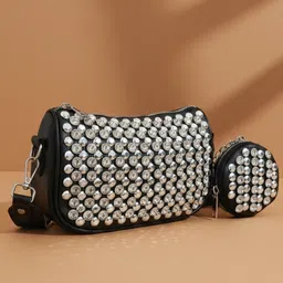 DOSYSO Women Embellished PU Sling Bag With Coin Pouch image 2