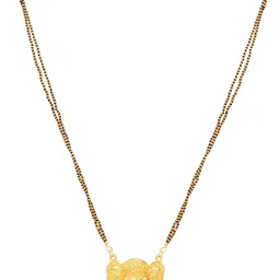 MEMOIR Gold-Plated Artificial Beads Rich Hand Chilai Work Mangalsutra image 1