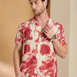 REPRISE Men Classic Fit Abstract Printed Spread Collar Cotton Casual Shirt-picture-48