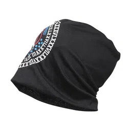 iSWEVEN Unisex Black & White Printed Beanie image 4