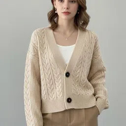 DressBerry Women V-Neck Long Sleeves Cardigan-image-13