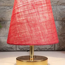 Devansh Pink Jute Round Metal Gold Table Lamp-picture-24