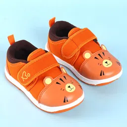 Babyoye Velcro Closure with Tiger Face Print Casual Shoes - Orange image 2