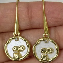 BDIVA Gold Plated Cubic Zirconia Studded Contemporary Drop Earrings image 4