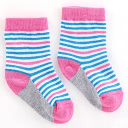 cute walk by babyhug Cutewalk By Babyhug Anti Bacterial Ankle Length Socks Stripes & Heart Design Pack of 5- Purple Grey & Pink image 3