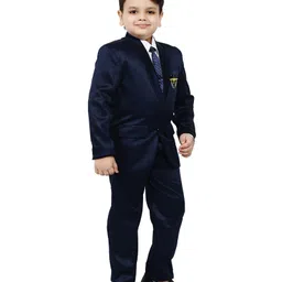 BT DEZINES Full Sleeves Shawl Collared 4 Piece Satin Coat Suit Set - Royal Blue image 4