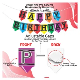 Wobbox Happy Birthday Banner Happy Birthday Decoration Items Multi Color -Pack Of 1 image 3