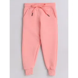 Knitting Doodles Fleece Woven Solid Track Pants - Peach image 4