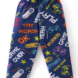 Babyhug Cotton Knit Full Sleeves Night Suit With Gaming Theme Print - Navy image 4