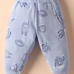 Zero Interlock Knit Full Sleeves Co-Ord Night Suit with Space Ship Print - Purple image 4