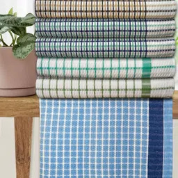 Athom Living Premium White & Blue 6 Pieces Printed Cotton 210 GSM Bath Towel-image-71