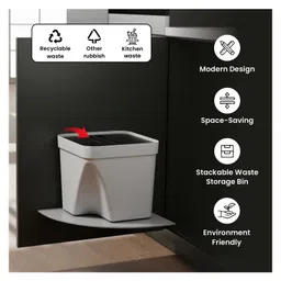 JD FRESH 1 Pc Square Dustbin with Lid for Home and Office use - White image 5