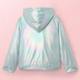 Hola Bonita Knit Full Sleeves Shiny Party Hooded Top & Pant Set - Light Blue image 5