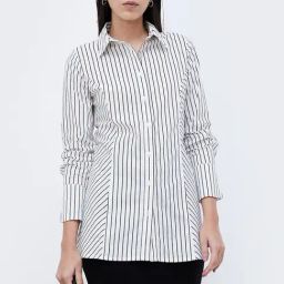Code by Lifestyle Off White & Black Striped Shirt-picture-0