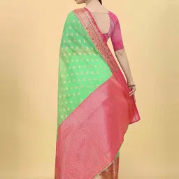 Silk Land Green Silk Woven Saree With Unstitched Blouse image 2