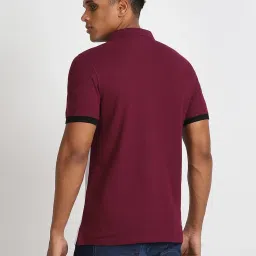 Lee Purple Cotton Slim Fit Colour Block Polo T-Shirt image 2