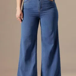 Miss Chase A+ Blue Denim Solid High Rise Jeans image 1